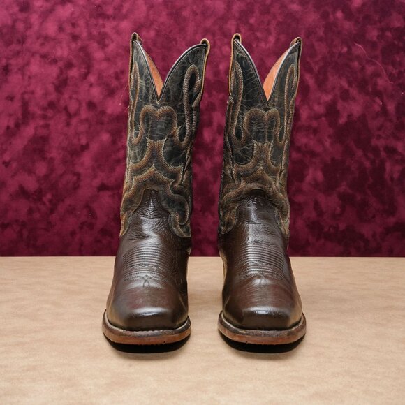 Dan Post Men Embroidered Square Toe Pull On Cowboy Mid Calf Boots sz 7.5 - Picture 2 of 9